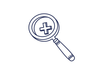 zoom magnifier icon circle outline with handle for close-up view