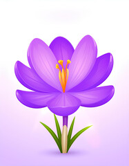 cartoon vector of purple crocus flowers bloom isolated on white
