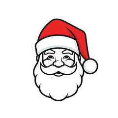 Minimalist Retro Santa Claus Head Clip Art Classic Red and White Holiday Season