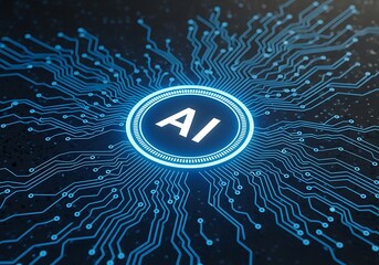 Artificial intelligence network concept with circuit board design