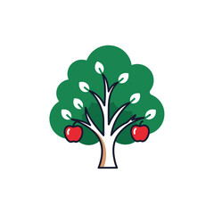 Organic Farm Apple Tree App Icon Two Tone Fruit Orchard Symbol for Food