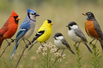 Fototapeta premium Colorful birds perched together