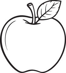 Apple Silhouette with Stem and Leaf for Healthy Food, Education, Nature, Minimal Design, and Organic Lifestyle Themes