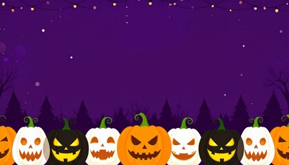 Fototapeta premium Spooky Halloween background with a carved pumpkin on a dark night with bats and a moon
