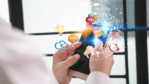 Smartphone with Social Media Application Concept - Powered by Adobe