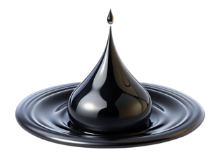 Liquid drop creating ripples on a surface of the same liquid droplet dark isolated on a transparent background