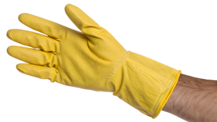 yellow colored work glove protect hands from construction and safety hazards, isolated on a white background