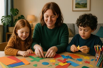 Fototapeta premium Creative family crafting session