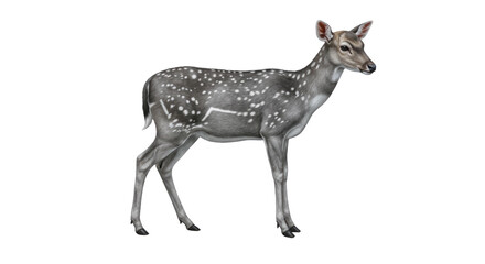 Obraz premium Detailed Illustration of a Spotted Deer Standing Gracefully on White Background.