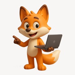 Obraz na płótnie Canvas Cheerful fox with laptop
