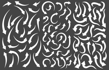 Hand drawn arrow collection. Set of simple arrows on white background. Arrow symbol icons. Painted arrows – vector illustration eps file.