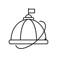 Dome line icon with white background vector stock illustration