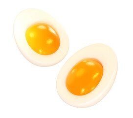 3D Boiled Egg Halves Food Illustration