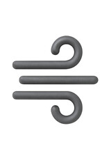 Naklejka premium Black wind icon. 3D weather air flow symbol for breeze, ventilation, forecast, storm and environmental concept