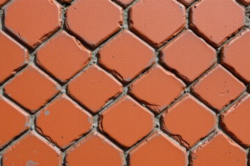 Red Brick Wall with Square Shapes and Mortar Lines