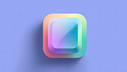 Colorful, layered square app icon on a pastel blue background