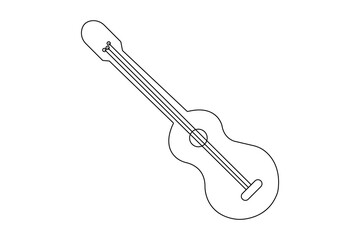 Fototapeta premium Guitar outline continuous one line art minimalist sketch isolated abstract vector design 