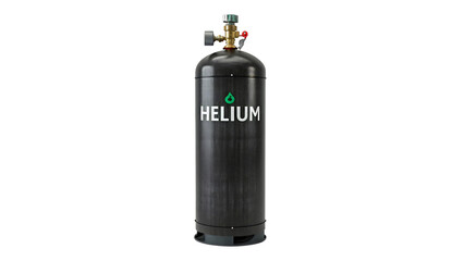 Obraz premium Helium tank isolated on transparent background, a portable gas cylinder for inflating balloons and various industrial applications