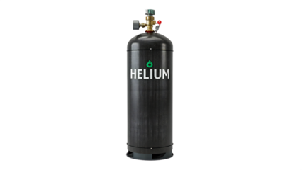 Helium tank isolated on transparent background, a portable gas cylinder for inflating balloons and various industrial applications