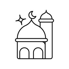 Mosque line icon with white background vector stock illustration