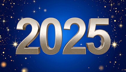Metallic 2025 numerals on a blue starry night