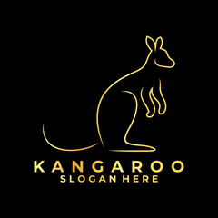 Kangaroo line art logo design icon vector. Simple Kangaroo logo design