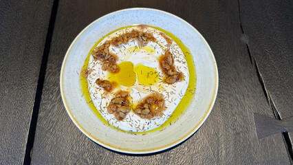 Whipped ricotta salted honey and truffle walnuts meal