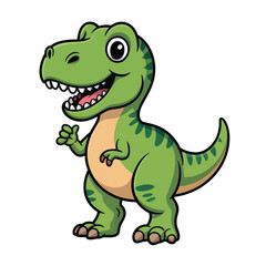 Fototapeta premium Green cartoon Tyrannosaurus Rex dinosaur with a friendly smile T-Rex