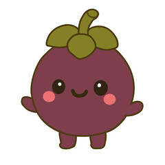 Cute Mangosteen Cartoon Character Vector Illustration