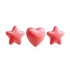 Colorful red heart and star shapes arranged stylishly, suitable for use in romantic or celebratory designs, greeting cards, or social media posts,