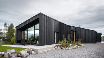 Obraz premium Contemporary Scandinavian facade showcases matte finish and modern design elements