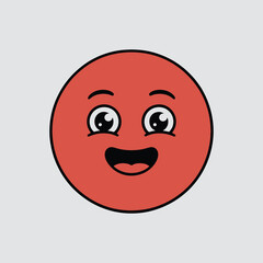 Fototapeta premium Red cartoon circle face with a happy expression round