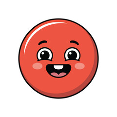 Red Circle Emoji with Happy Face on White Background smiling cheerful