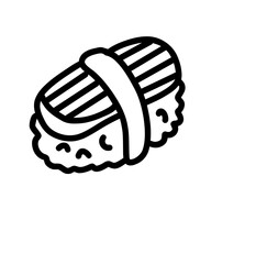 Sushi salmon fish nigiri thin line 