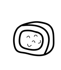 Sushi Line icon, Sketch Design, Pixel perfect, Editable stroke. Logo, Sign, Symbol. Fast Food.