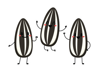 Sunflower Seeds character. Sunflower Seeds on white background. Grain mascot cartoon.
