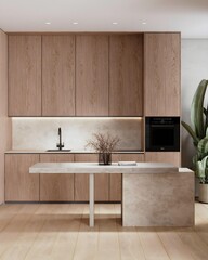 Fabulous and modern kitchen with a stylish kitchen table in a luxurious design style..