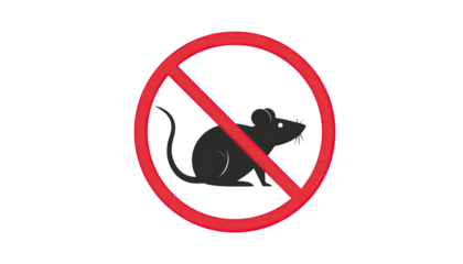 No rat sign symbol for pest control and rodent prevention isolated on white background 