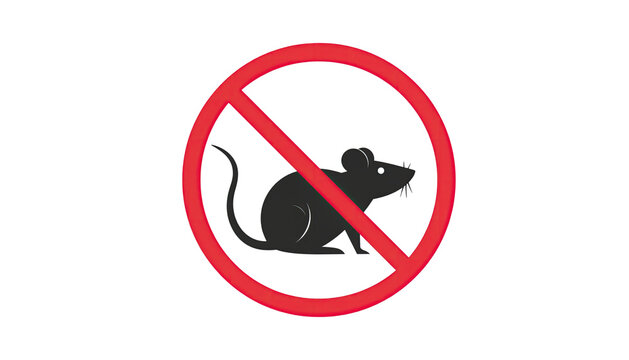 No rat sign symbol for pest control and rodent prevention isolated on white background 