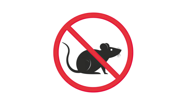 No rat sign symbol for pest control and rodent prevention isolated on white background 