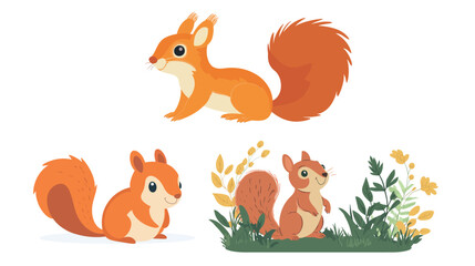 Naklejka premium Cute Squirrel Vector Illustration – Adorable Cartoon Style