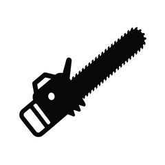 Black Silhouette of a Chainsaw with Visible Blade