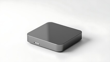 Fototapeta premium Minimalist communication device with a sleek design and polished surface on a neutral backdrop.