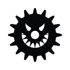 Black Silhouette of a Gear Cog with Sharp Teeth