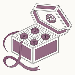 Vector art of luxury jewelry box with gems and ribbon, perfect for a special gift or treasure keepsake