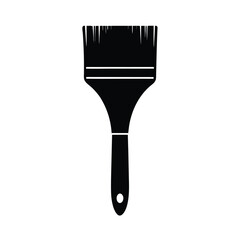 Black Silhouette of a Paintbrush with Wide Bristles