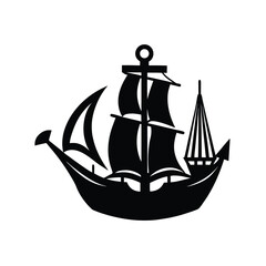Black Silhouette of a Sailing Ship Anchor
