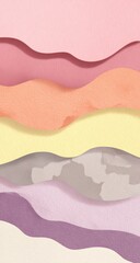 Abstract layered wavy pastel colors,  background of layered hills.  Possible use social media post
