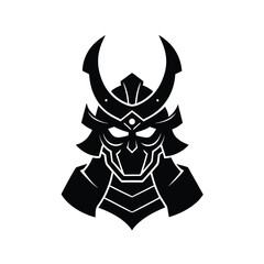 Black Silhouette of a Samurai Helmet with Asymmetry
