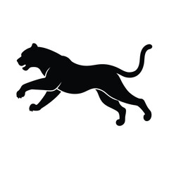 Black Silhouette of a Tiger Leaping Forward Mid Air